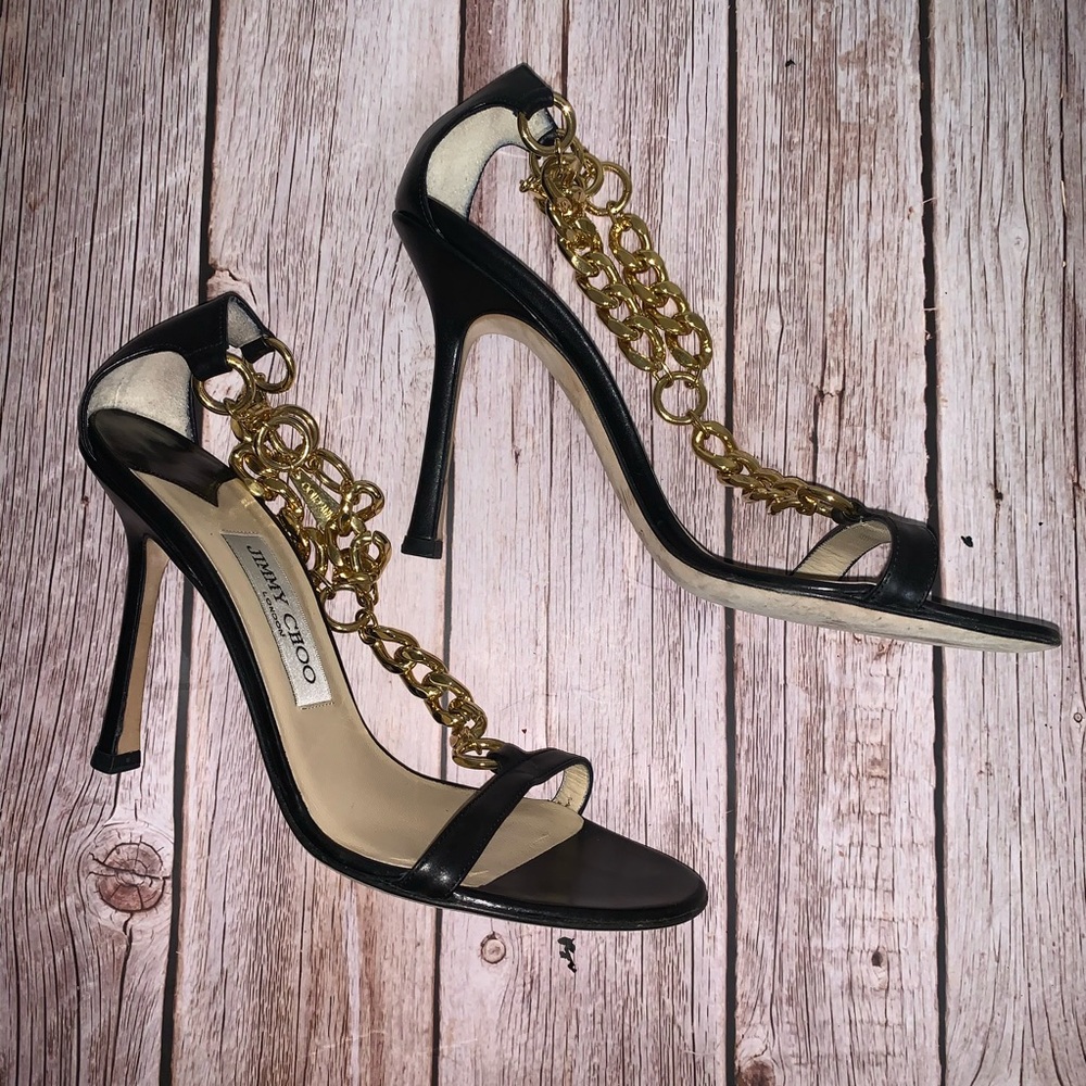 Jimmy Choo Leather Heels with chain - Picture 11 of 16